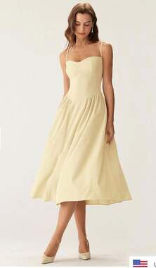 Yellow Square Neck Pocket Slip Midi Dress size S brand new fast ship